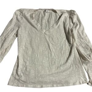 Women’s Kylie Paige Gray Long Sleeve V Neck Top - Size Medium, Fall, Layering